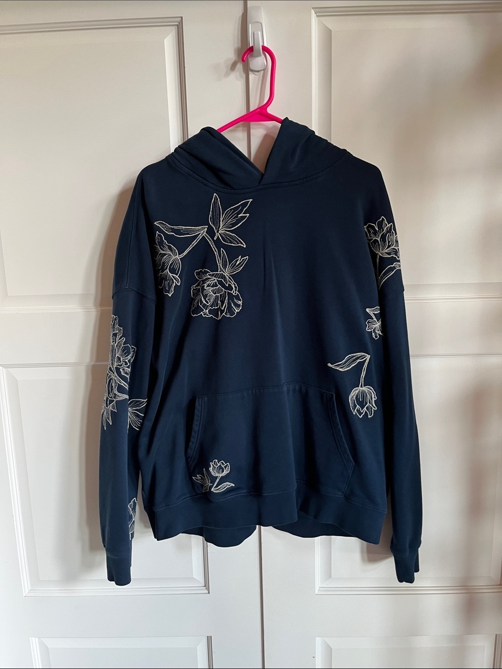 DRIFTWOOD Navy Floral Turtleneck Hoodie Sweater